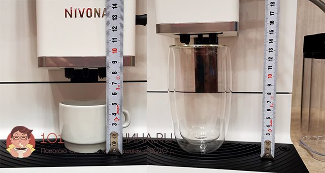 Максимальная и минимальная высоты чашек кофемашин Дисплей (экран) кофемашины Nivona NICR 960/965/970