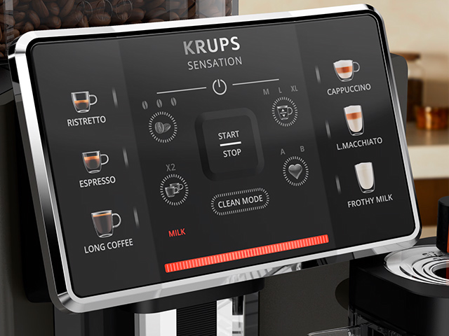 Панель управления и рецепты у моделей с автоматическим молочником (Krups Sensation Milk EA912910 и Sensation Milk EA912B1)